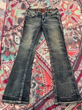 Rock Revival Women's Flare Jeans - Dark Wash Blue
